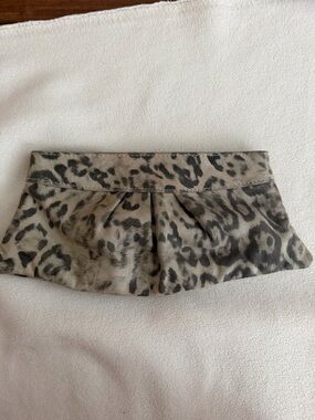 Lauren Merkin Leopard Suede Clutch w/ Dust Bag 11x5